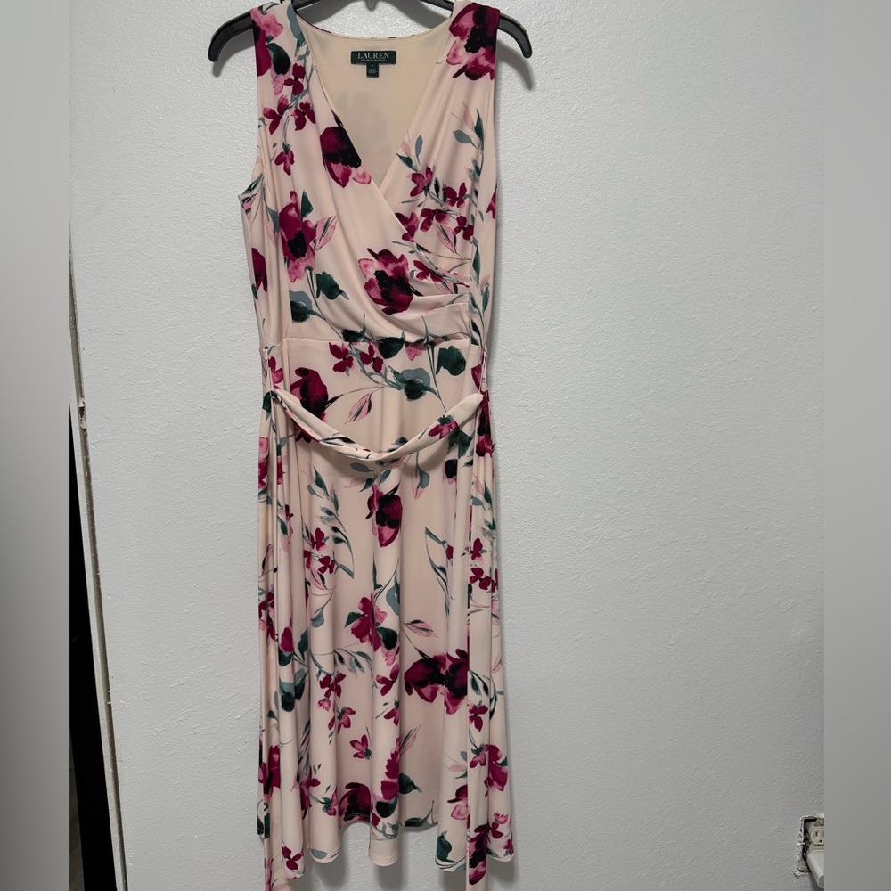 Ralph Lauren Cream and Red Floral Midi Dress - Picture 4 of 12